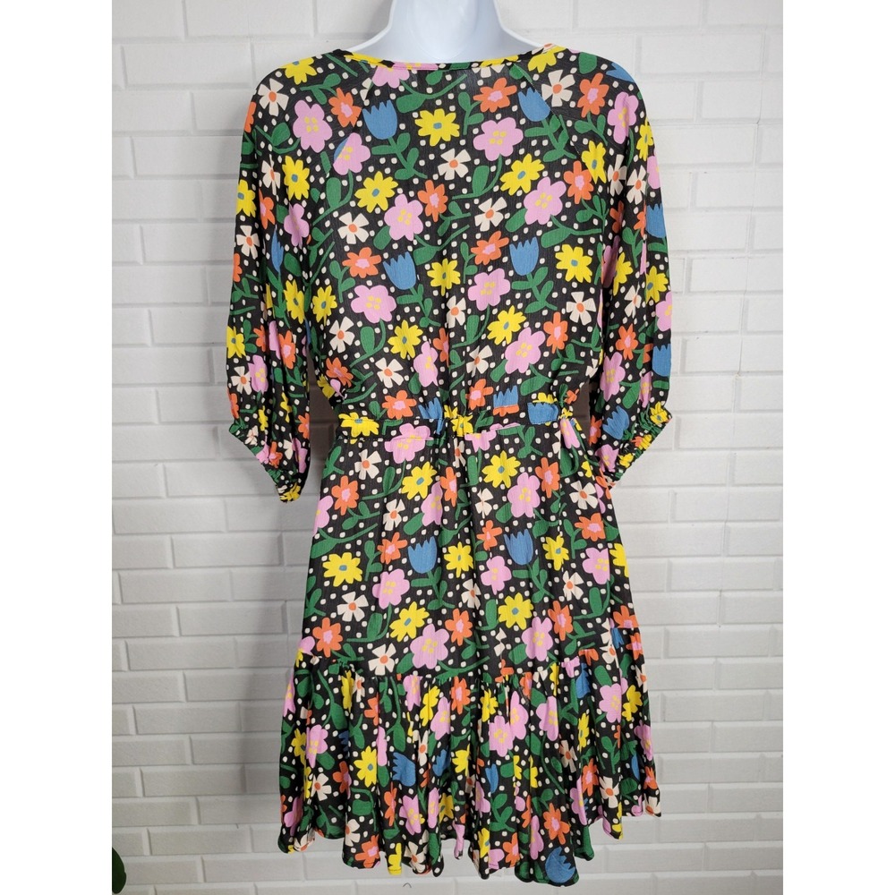 FRESHA LONDON Anita Dress size Small black floral mini casual ruffle‎ coquette - Picture 6 of 10